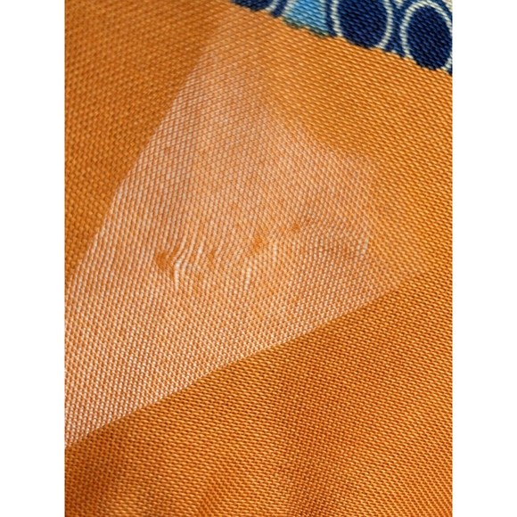 Large Rectangular Silky Scarf Multicolor Geometric Color Block Blue Rust 35X72" - Picture 10 of 11